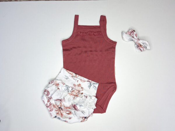 Ruffled Bummie | Burgundy Rose - Image 2