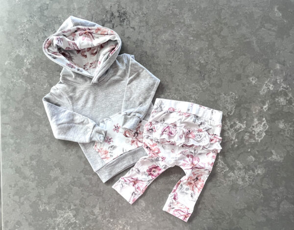 Hoodie | Grey & Burgundy Rose - Image 3