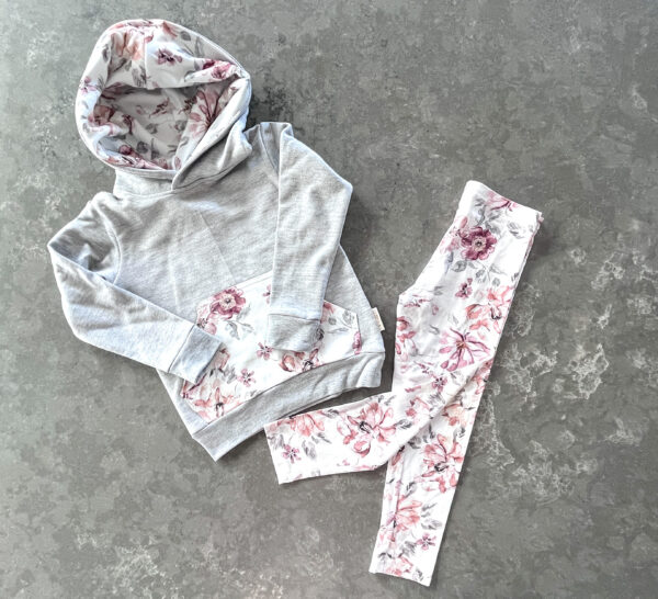 Hoodie | Grey & Burgundy Rose - Image 2