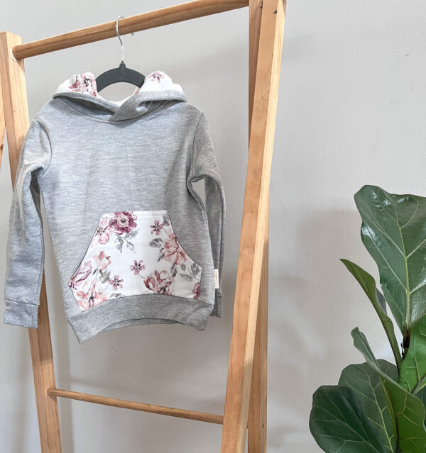 Hoodie | Grey & Burgundy Rose