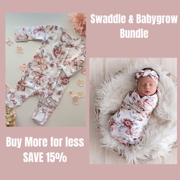 Swaddle & Babygrow Deal | Burgundy Rose