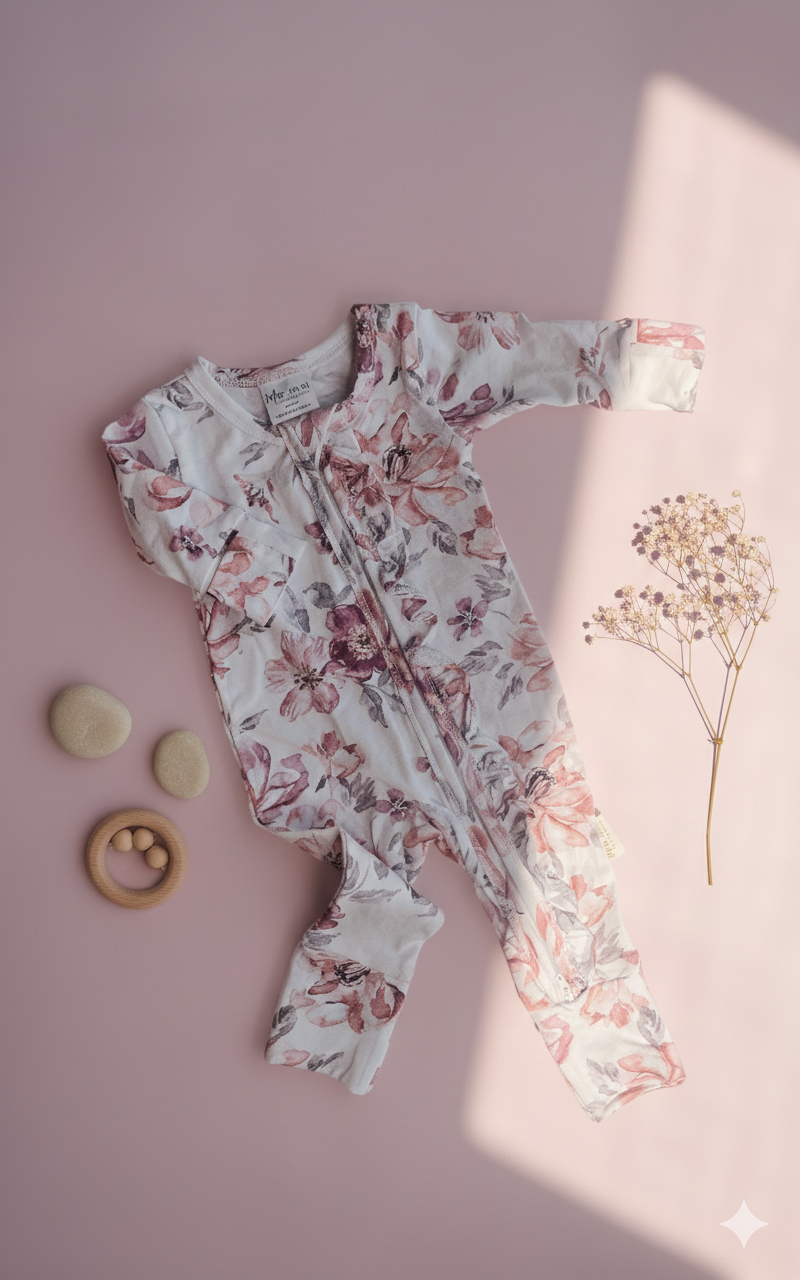 Swaddle & Babygrow Deal | Burgundy Rose - Image 4