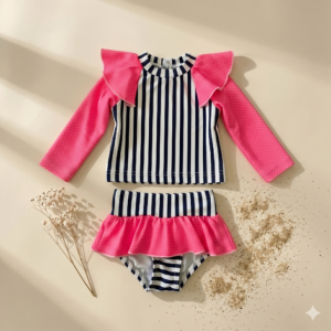Two Piece Swimsuit  | Navy & Pink