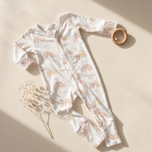 2 way Zipper Babygrow | Pink Rainbow